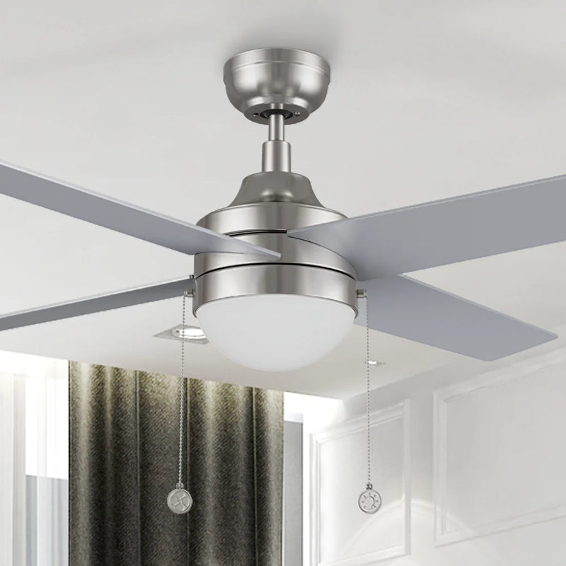 MALTA 52 inch 4-Blade Ceiling Fan with Pull Chain - Brushed Nickel/Silver