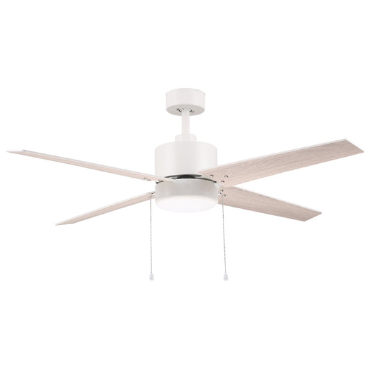 EMPIRE 52 inch 4-Blade Builder Grade Ceiling Fan with Pull Chain - White/Wood