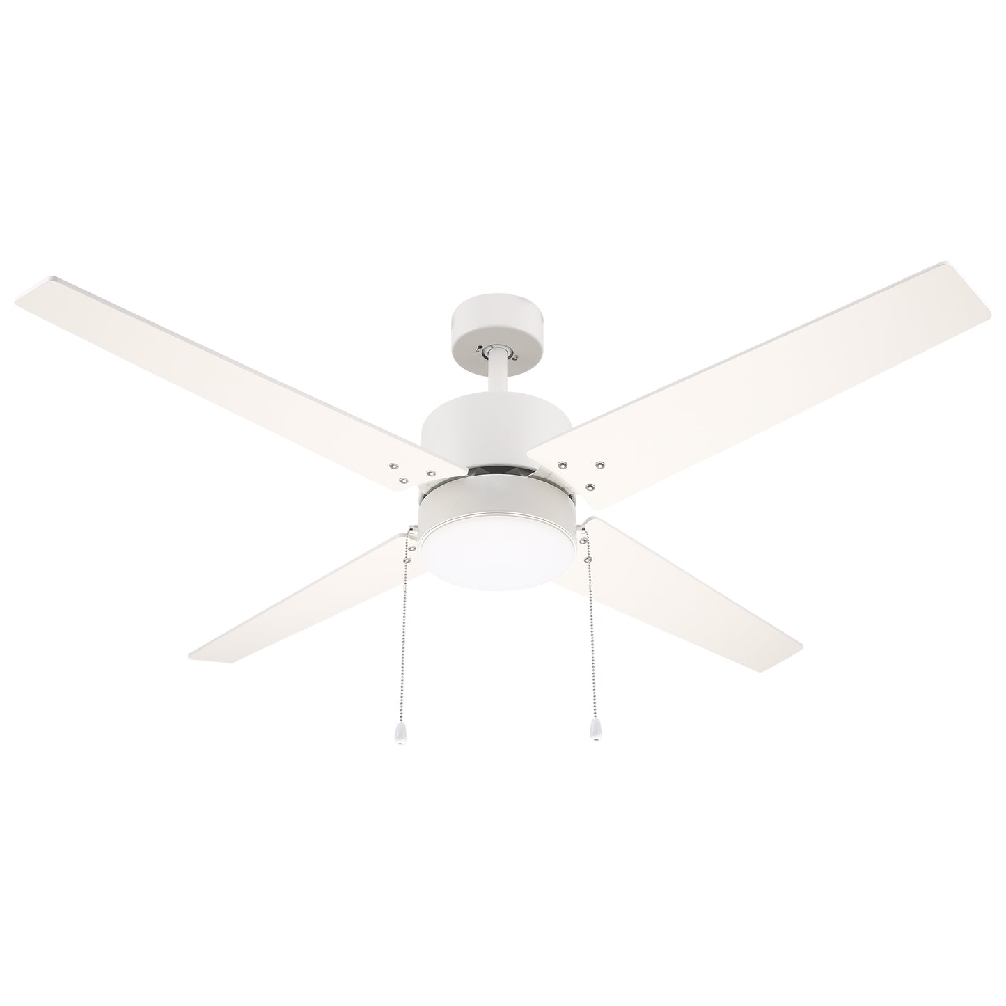 EMPIRE 52 inch 4-Blade Builder Grade Ceiling Fan with Pull Chain - White/Wood