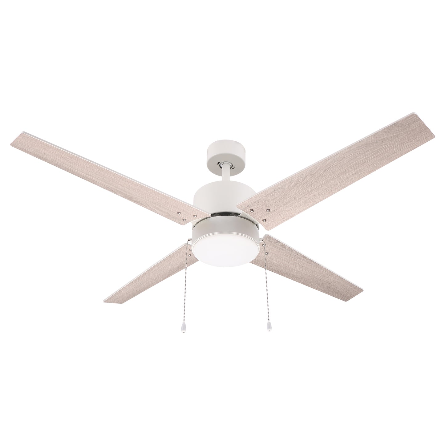 EMPIRE 52 inch 4-Blade Builder Grade Ceiling Fan with Pull Chain - White/Wood