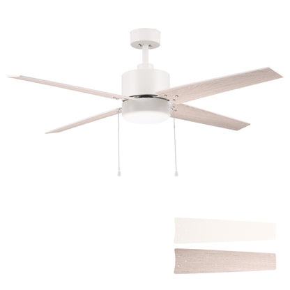 EMPIRE 52 inch 4-Blade Builder Grade Ceiling Fan with Pull Chain - White/Wood