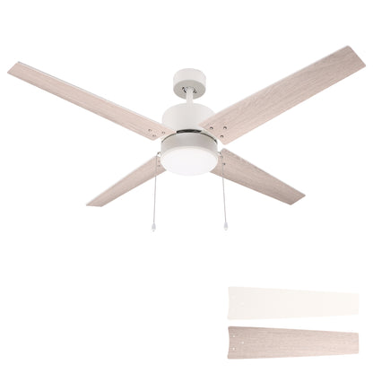 EMPIRE 52 inch 4-Blade Builder Grade Ceiling Fan with Pull Chain - White/Wood