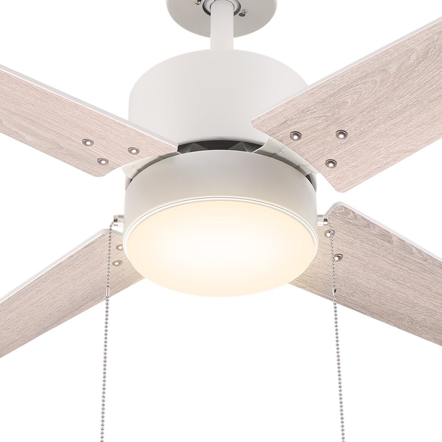 EMPIRE 52 inch 4-Blade Builder Grade Ceiling Fan with Pull Chain - White/Wood