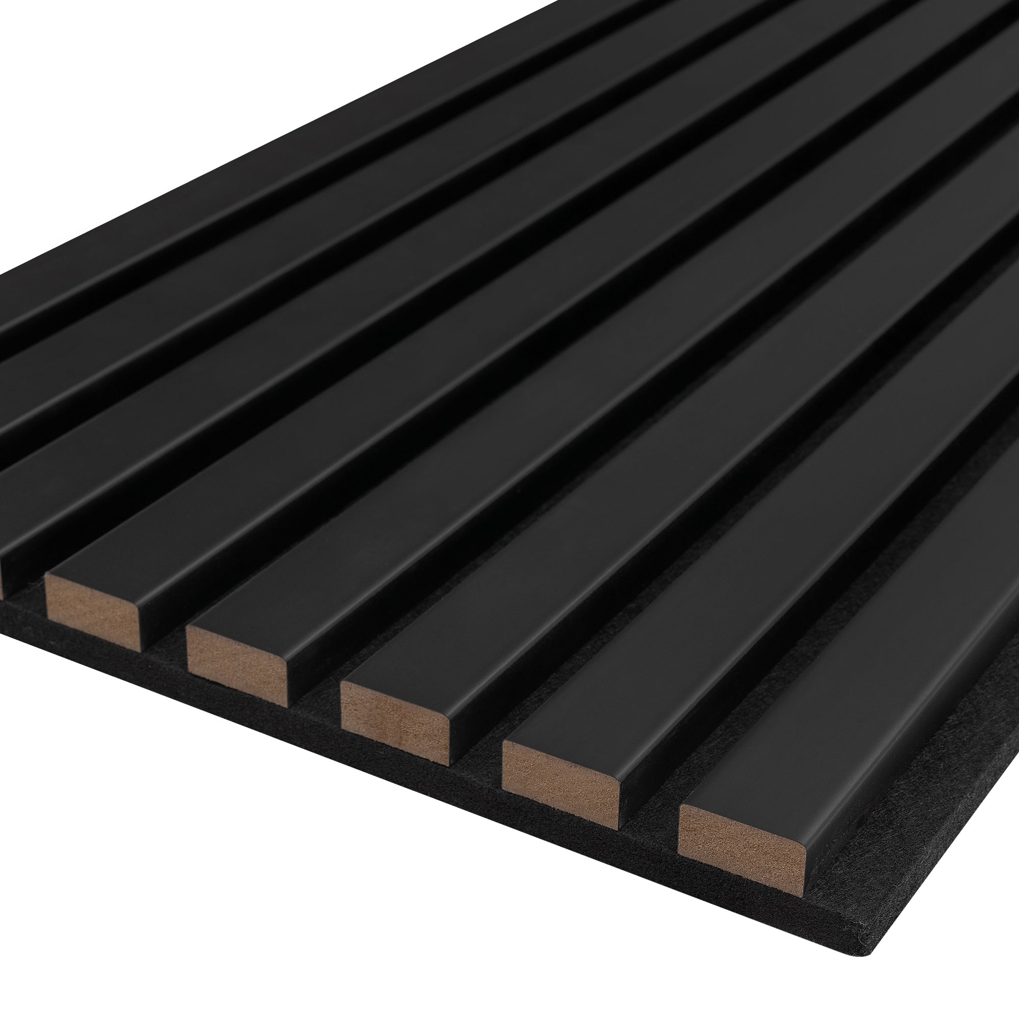 Acoustic Slat Wood Wall Panel - Modern Black & Black Felt
