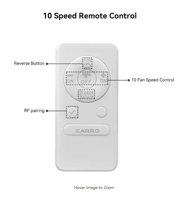 Remote Control – DC Motor Fans (Non-Smart/No Light) - White