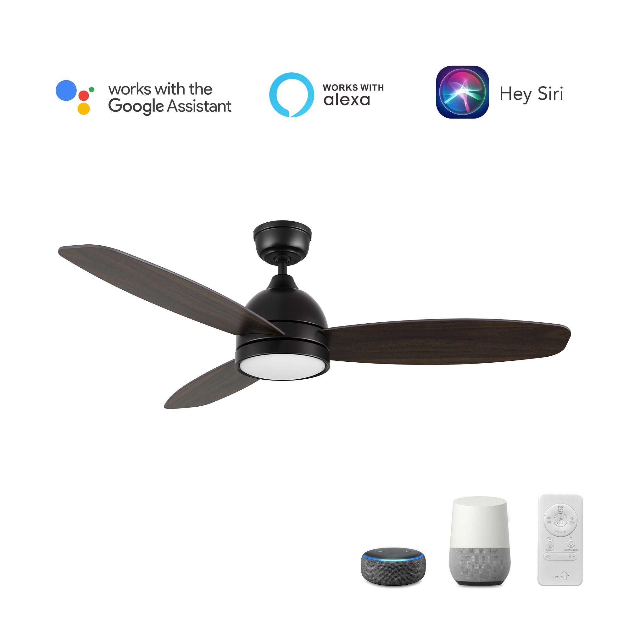 FREMONT 52 inch 3-Blade Smart Ceiling Fan with LED Light & Remote