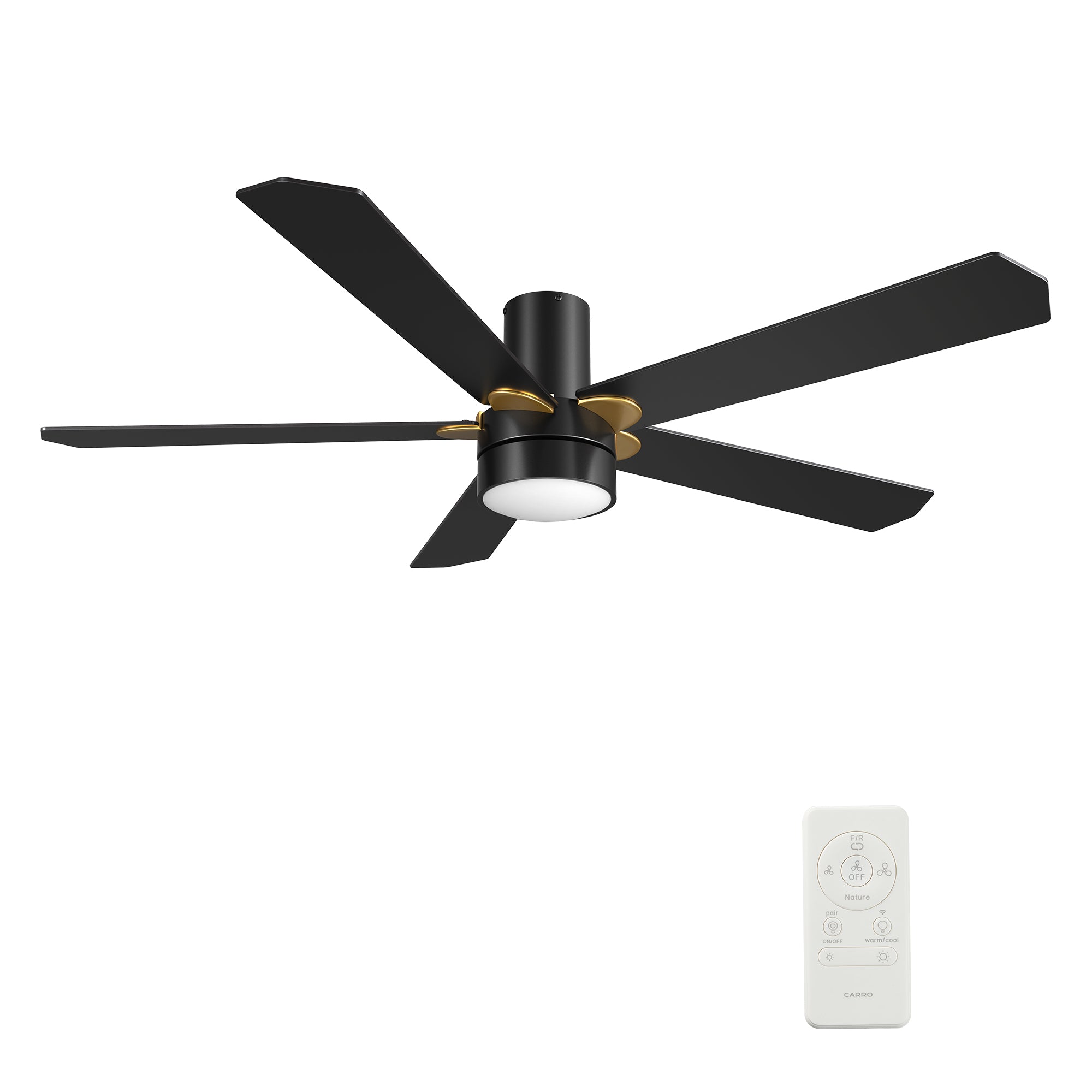 TARRASA 52 inch 5-Blade Flush Mount Smart Ceiling Fan with LED Light & Remote