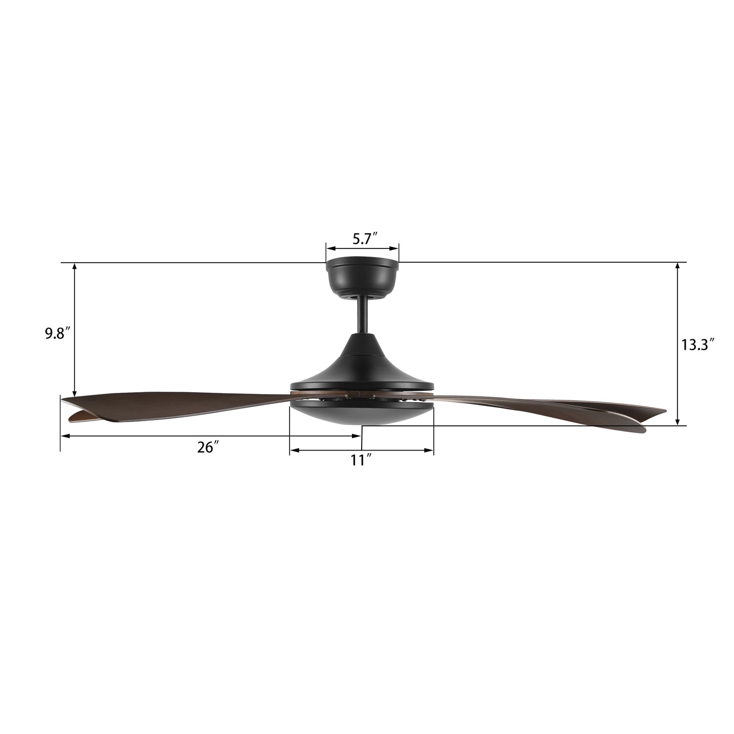 SALEM 52 inch 5-Blade Smart Ceiling Fan with LED Light Kit & Remote Control- Black/Rosewood