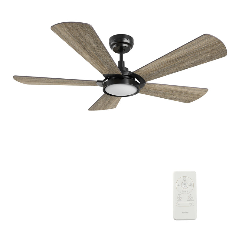Carro  Home WINSTON 52 inch 5-Blade Smart Ceiling Fan with LED Light Kit & Remote Control- Black/Barnwood