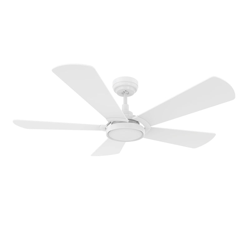 Carro Home WINSTON 52 inch 5-Blade Smart Ceiling Fan with LED Light Kit & Remote Control- White/White