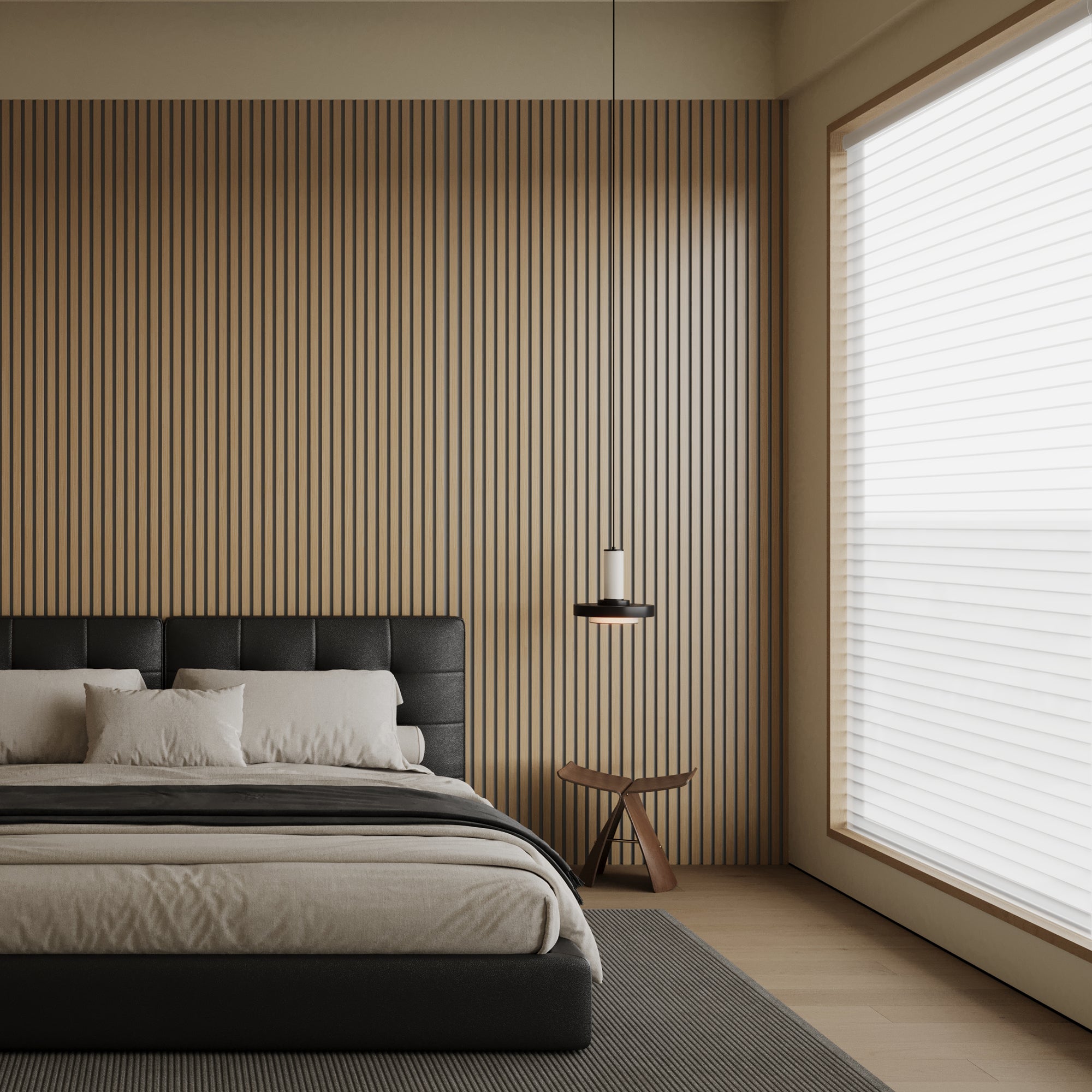 Acoustic Slat Wood Wall Panel - Luxury Oak & Black Felt