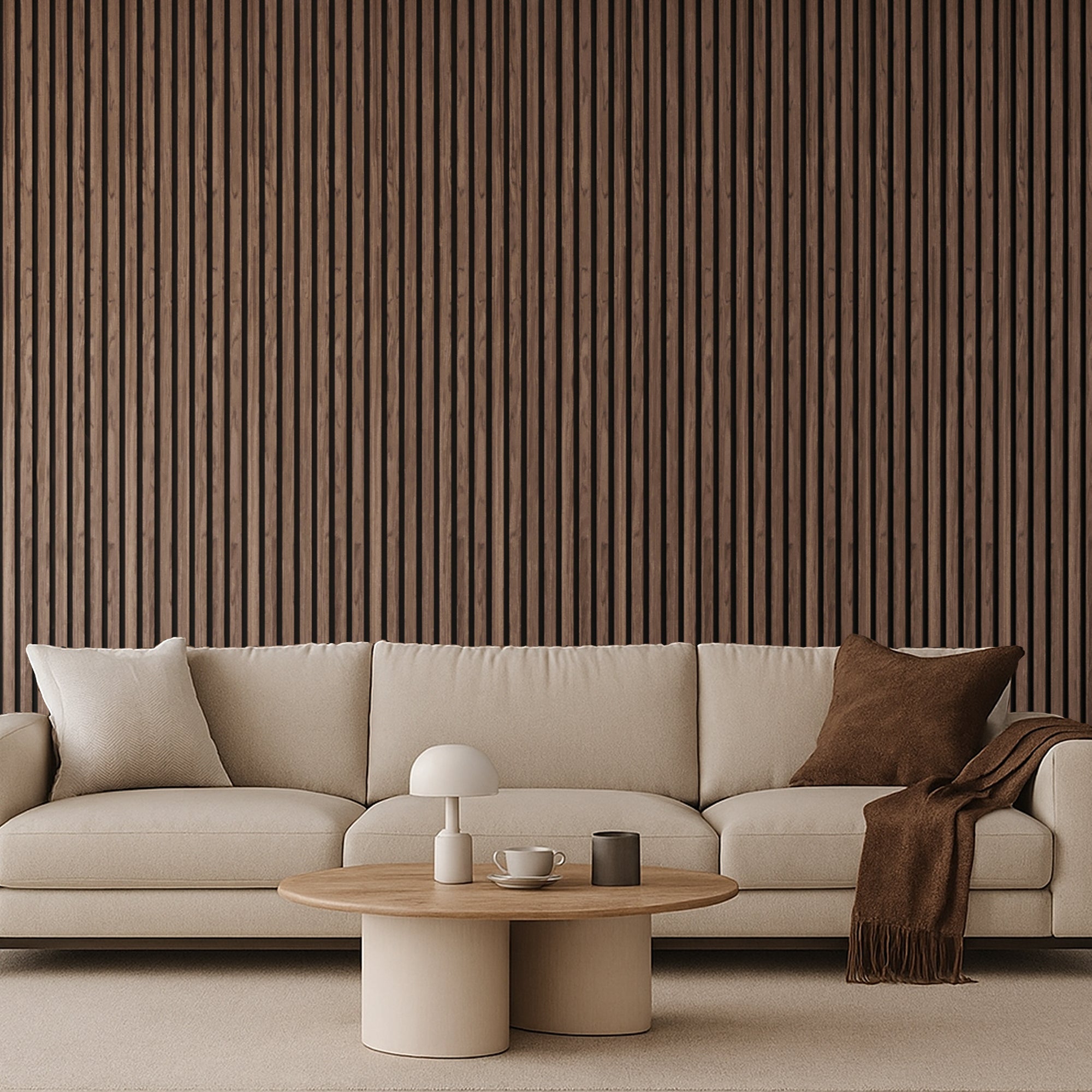 Acoustic Slat Wood Wall Panel - Natural Walnut & Black Felt