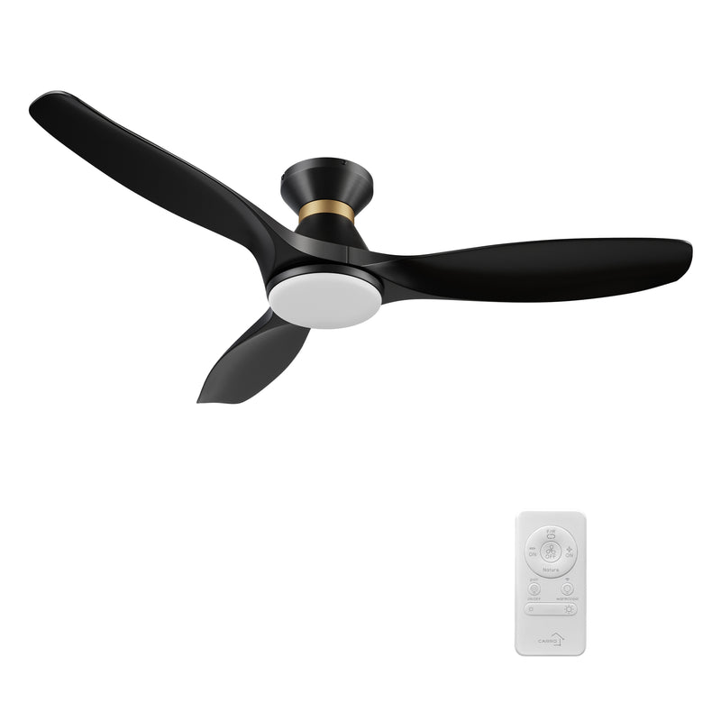 Merton 52 inch 3-Blade Smart Ceiling Fan with LED Light & Remote Control - Black