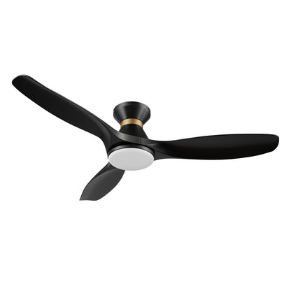 Merton 52 inch 3-Blade Smart Ceiling Fan with LED Light & Remote Control - Black