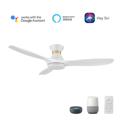 Merton 52 inch 3-Blade Smart Ceiling Fan with LED Light & Remote Control - White