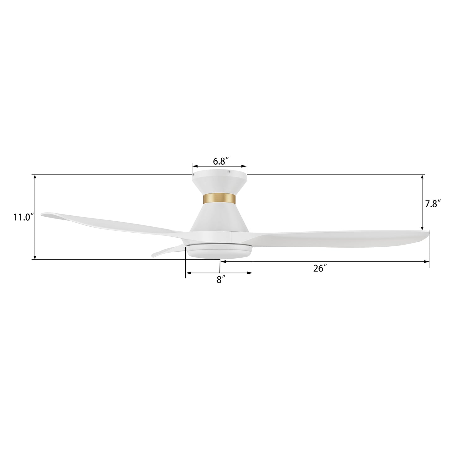 Merton 52 inch 3-Blade Smart Ceiling Fan with LED Light & Remote Control - White