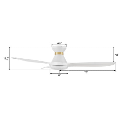 Merton 52 inch 3-Blade Smart Ceiling Fan with LED Light & Remote Control - White