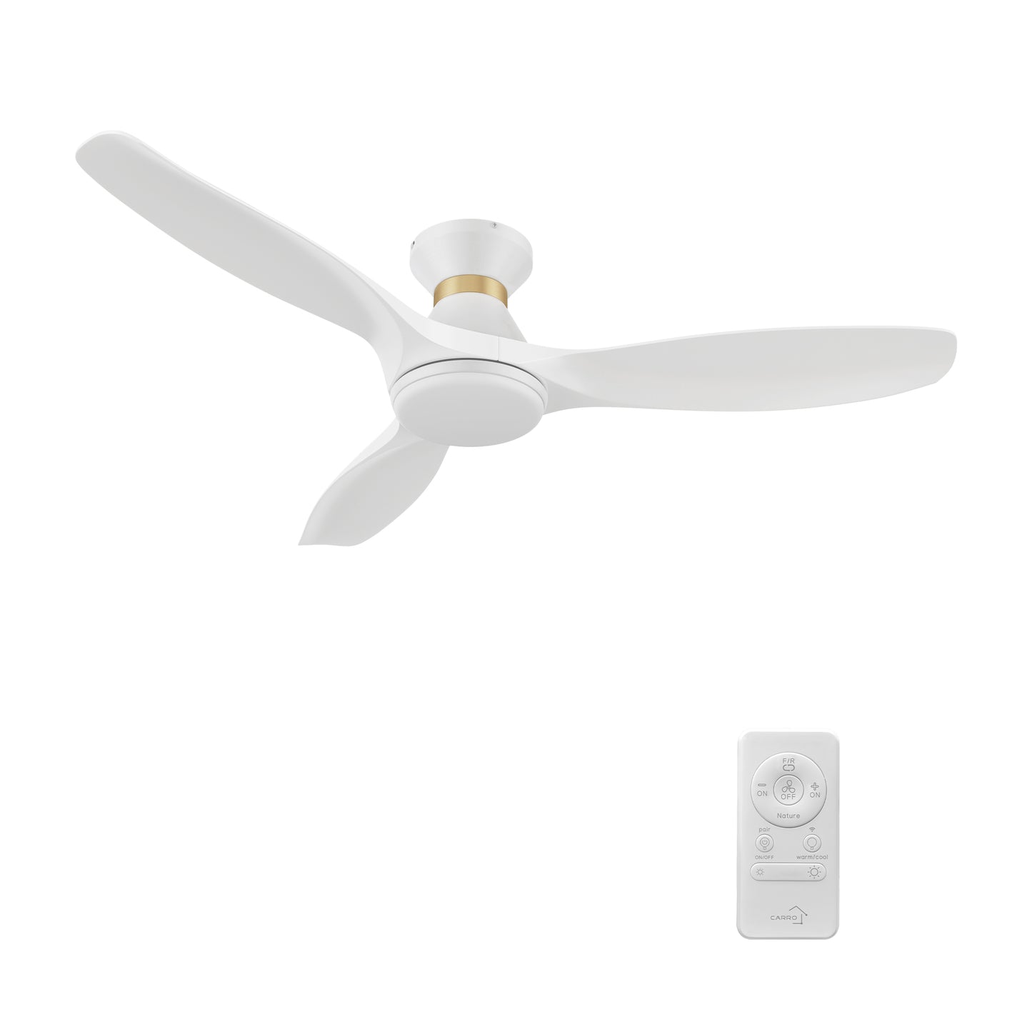 Merton 52 inch 3-Blade Smart Ceiling Fan with LED Light & Remote Control - White