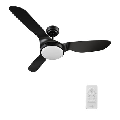 Vena 52 inch 3-Blade Smart Ceiling Fan with LED Light & Remote Control - Black