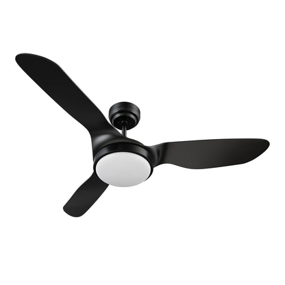 Vena 52 inch 3-Blade Smart Ceiling Fan with LED Light & Remote Control - Black