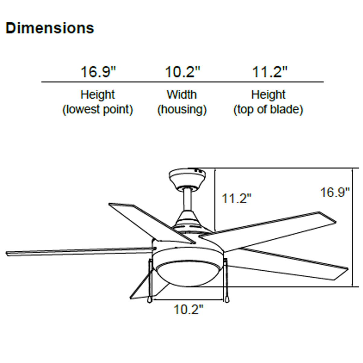 Carro USA EVERETT 52 inch 5-Blade Ceiling Fan with Pull Chain-Brushed Nickel/Silver