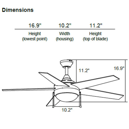 Carro USA EVERETT 52 inch 5-Blade Ceiling Fan with Pull Chain-Brushed Nickel/Silver