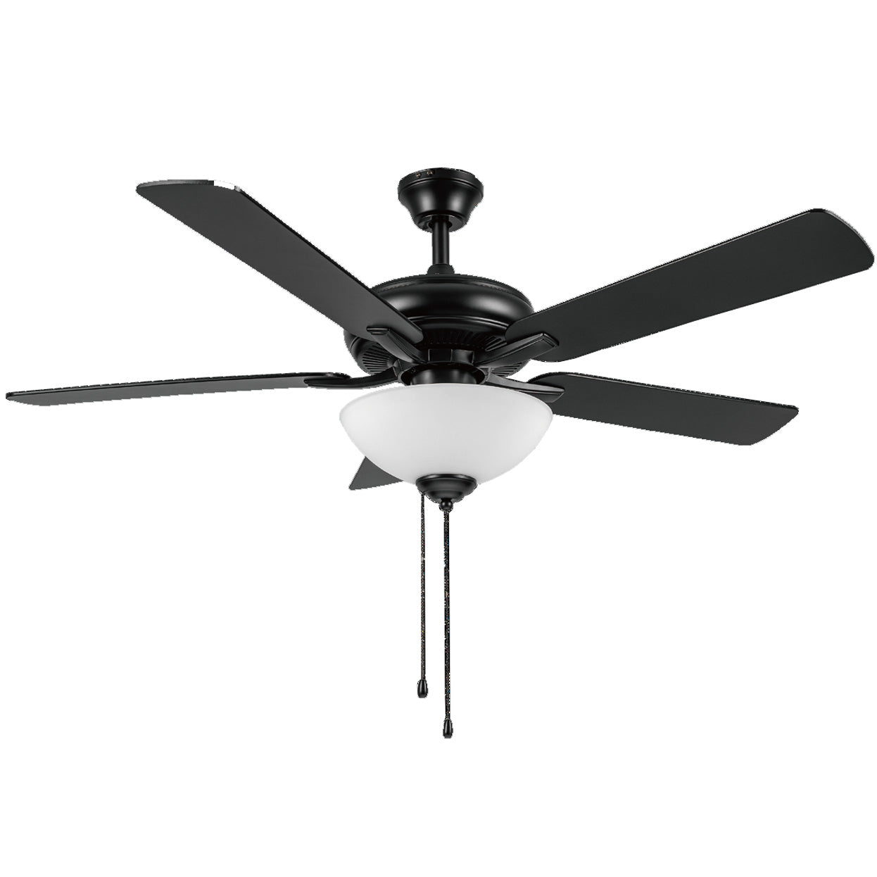 PRESCOTT 52 inch 5-Blade Ceiling Fan with Pull Chain - Black/Black