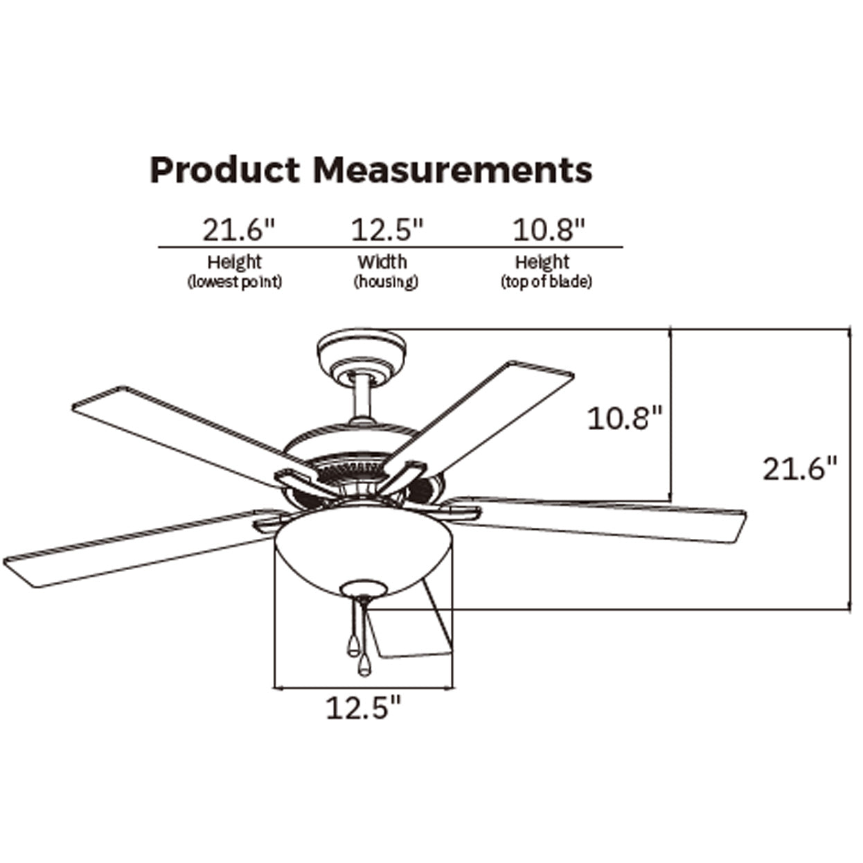 PRESCOTT 52 inch 5-Blade Ceiling Fan with LED Light & Pull Chain