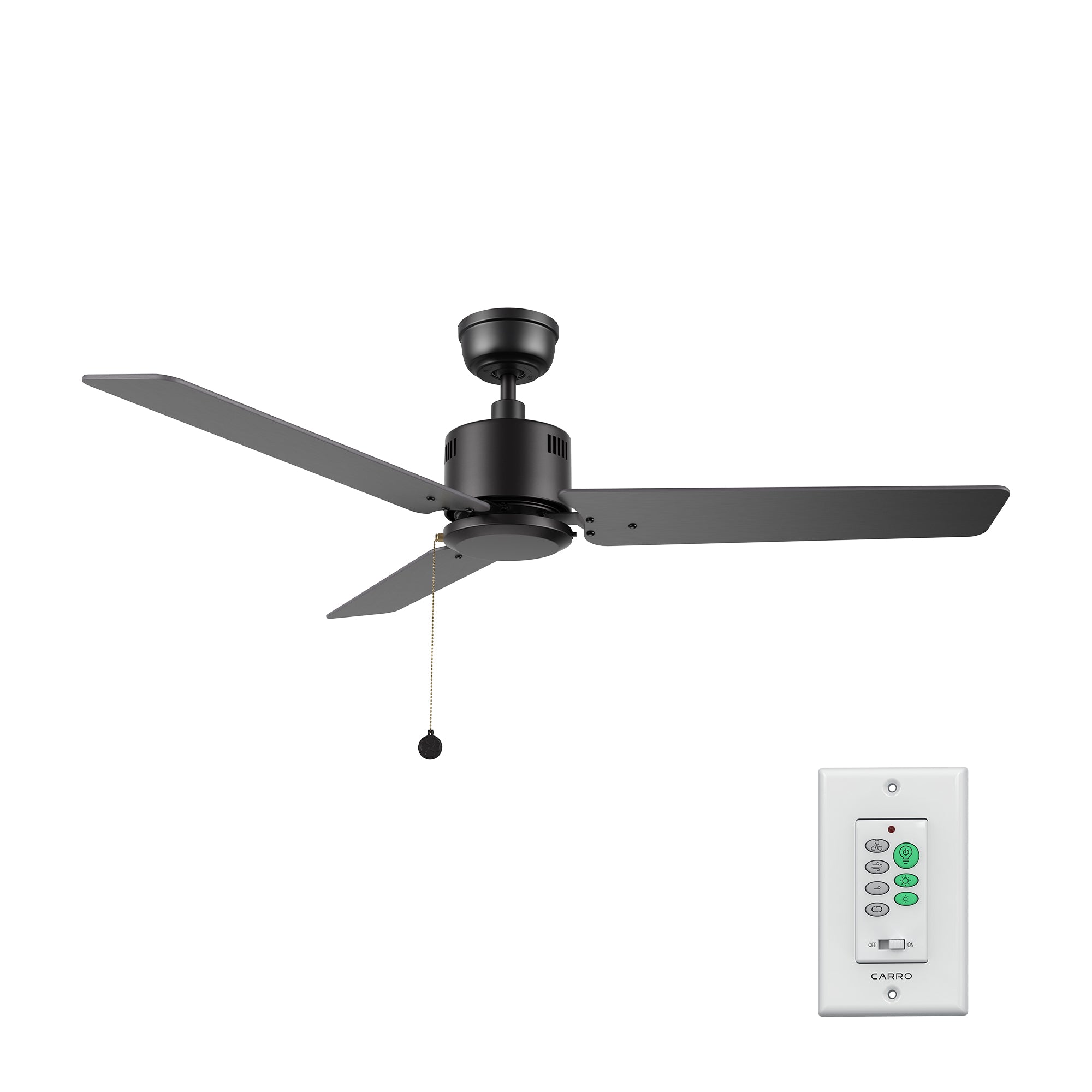 APEX 52 inch 3-Blade No Light Ceiling Fan with Pull Chain