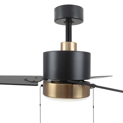 Carro USA EMPIRE 52 inch 3-Blade Ceiling Fan with Pull Chain - Black/Gold