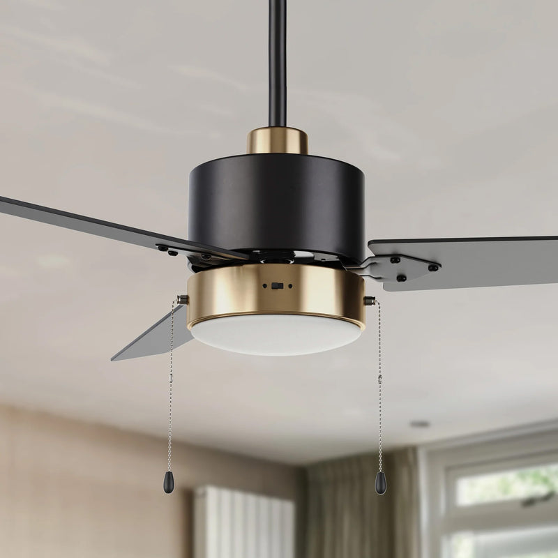 Carro USA EMPIRE 52 inch 3-Blade Ceiling Fan with Pull Chain - Black/Gold