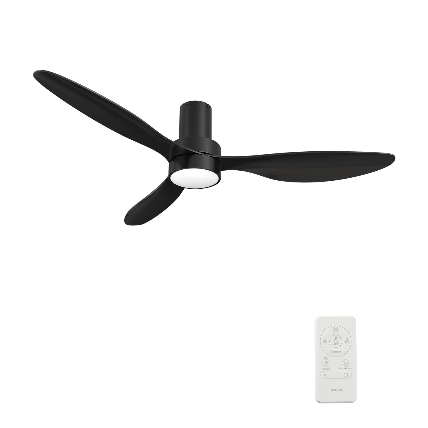 Zephyr 52 inch 3-Blade Ceiling Fan with LED Light Kit & Remote Control - Black