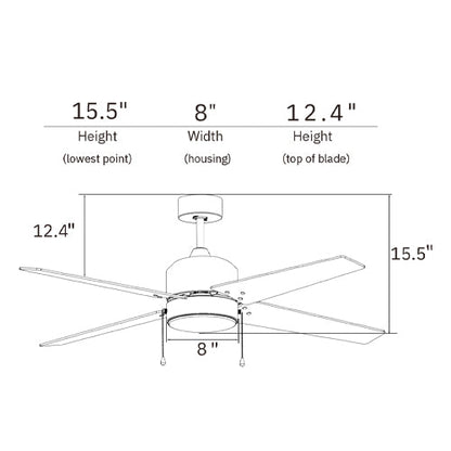 EMPIRE 52 inch 4-Blade Ceiling Fan with Pull Chain - Black/Black & Dark Walnut Reversible Blades