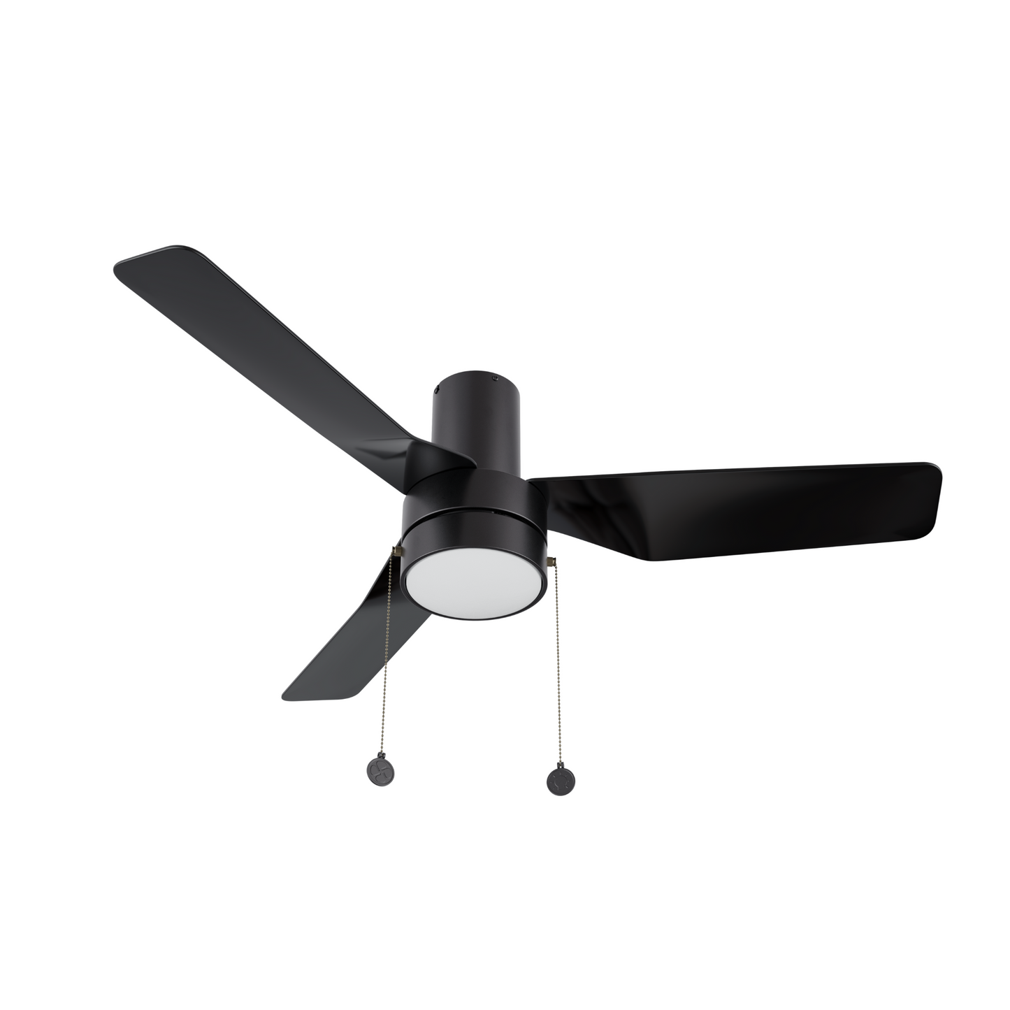 FORMOSA 44 inch 3-Blade Flash Mount Ceiling Fan with Pull Chain - Black/Black