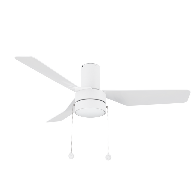 FORMOSA 44 inch 3-Blade Flash Mount Ceiling Fan with Pull Chain - White/White