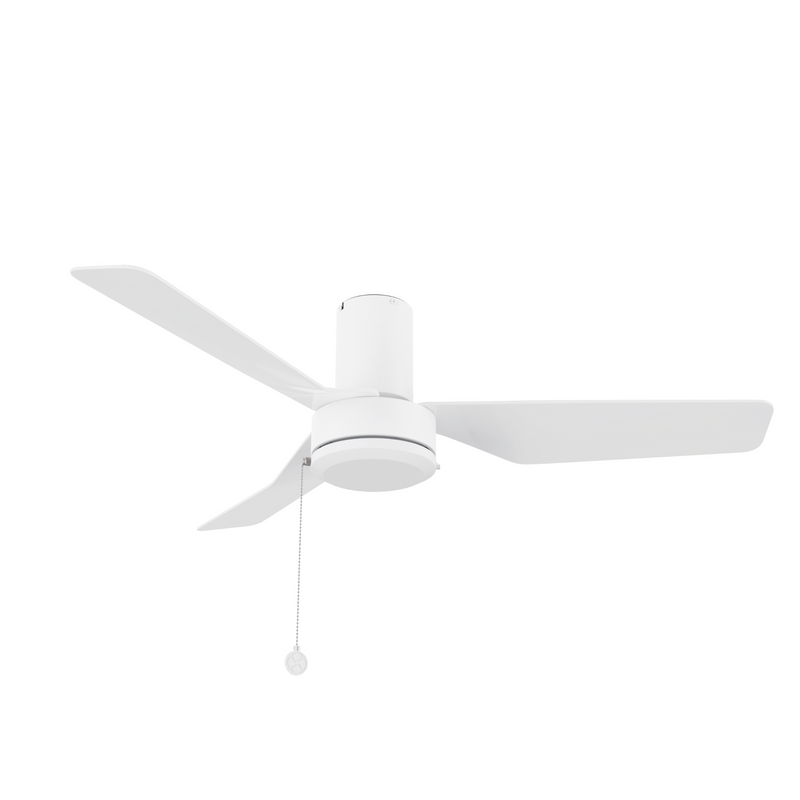 FORMOSA 44 inch 3-Blade Flash Mount Ceiling Fan with Pull Chain - White/White (No light)