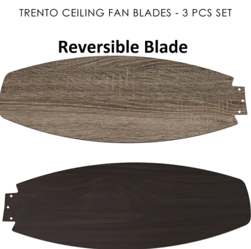 TRENTO 60 inch 3-Blade Smart Ceiling Fan Replacement Blades - Dark/Light Wood Pattern Reversible