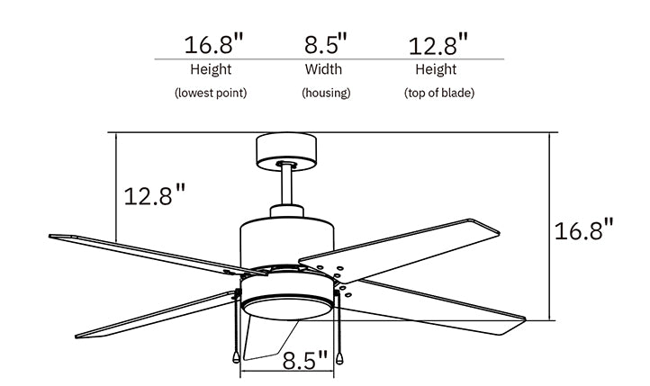 EMPIRE 52 inch 5-Blade Ceiling Fan with Pull Chain - Brushed Nickel/Cherrywood