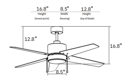 EMPIRE 52 inch 5-Blade Ceiling Fan with Pull Chain - Brushed Nickel/Cherrywood