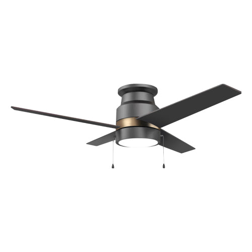 LAMONT 52Inch 4-Blade Ceiling Fan with Pull Chain-Black/Black(Gold Detail)