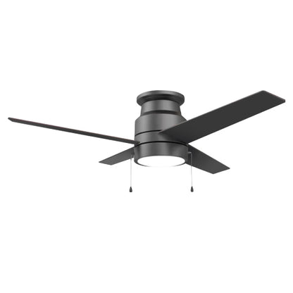 LAMONT 52 inch 4-Blade Flash Mount Ceiling Fan with Pull Chain-Black/Black