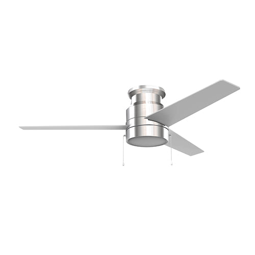 LAMONT 52 inch 3-Blade Flash Mount Ceiling Fan with Pull Chain-Brushed Nickel/Silver