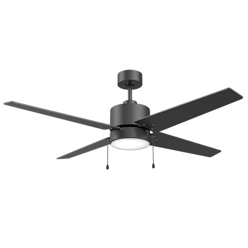 KOLTON 52 inch 4-Blade Ceiling Fan with Pull Chain - Black/Black