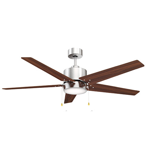 EMPIRE 52 inch 5-Blade Ceiling Fan with Pull Chain - Brushed Nickel/Cherrywood