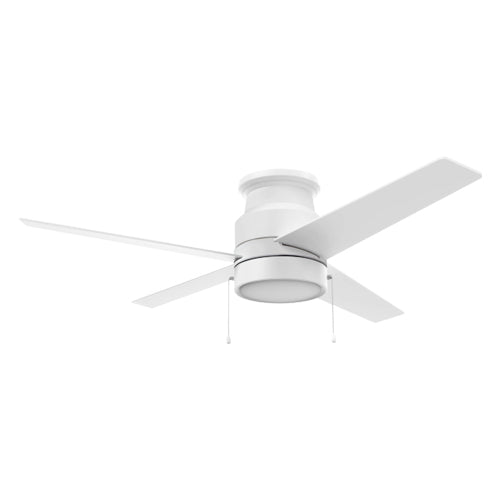 LAMONT 52 inch 4-Blade Flush Mount Ceiling Fan with Pull Chain-White/White