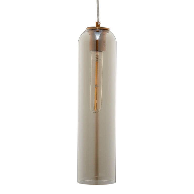 CARRO HOME Gidra Cylinder Glass Pendant Light - Gold, Brilliant Amber