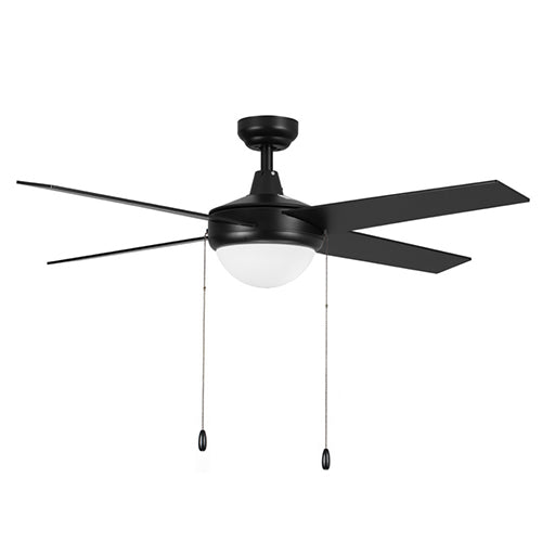 EVERETT 52 inch 4-Blade Ceiling Fan with Pull Chain-Black/Black