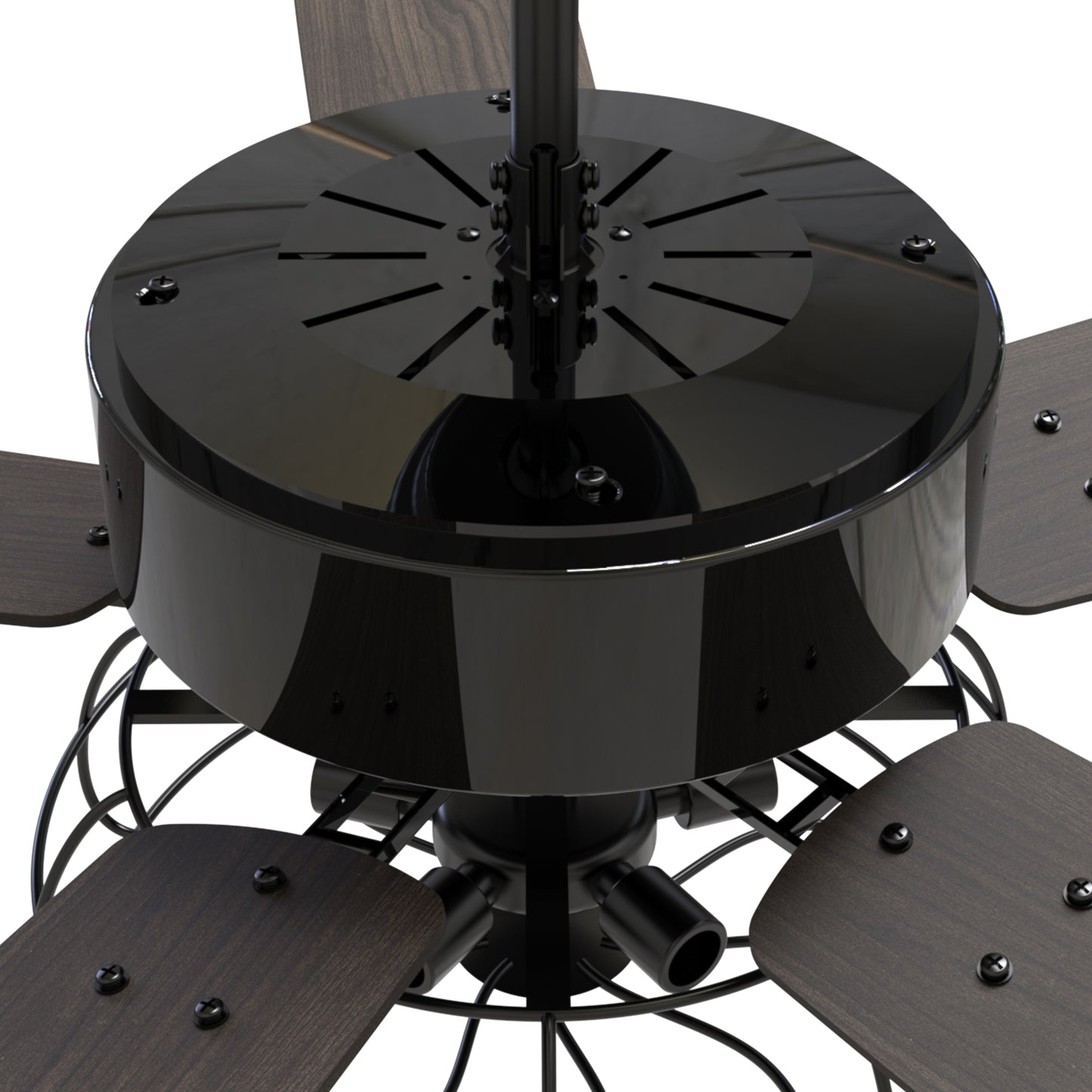 Carro USA MAVERICK 52 inch 5-Blade Industrial Style Ceiling Fan with Light & Remote Control - Black/Walnut Wood fan blades