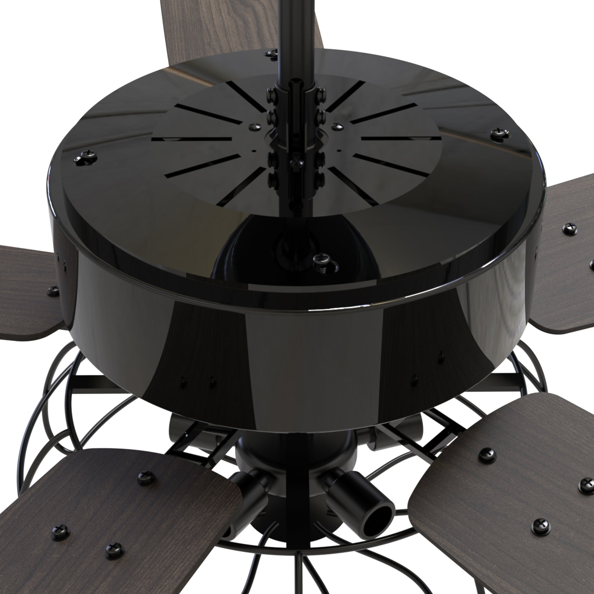 Carro USA MAVERICK 52 inch 5-Blade Industrial Style Ceiling Fan with Light & Remote Control - Black/Walnut Wood fan blades