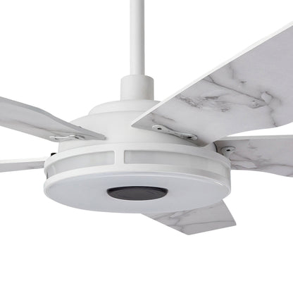 Carro ELIRA 56 inch 5-Blade Smart Ceiling Fan with LED Light Kit & Remote - White/Marble Pattern Fan Blades